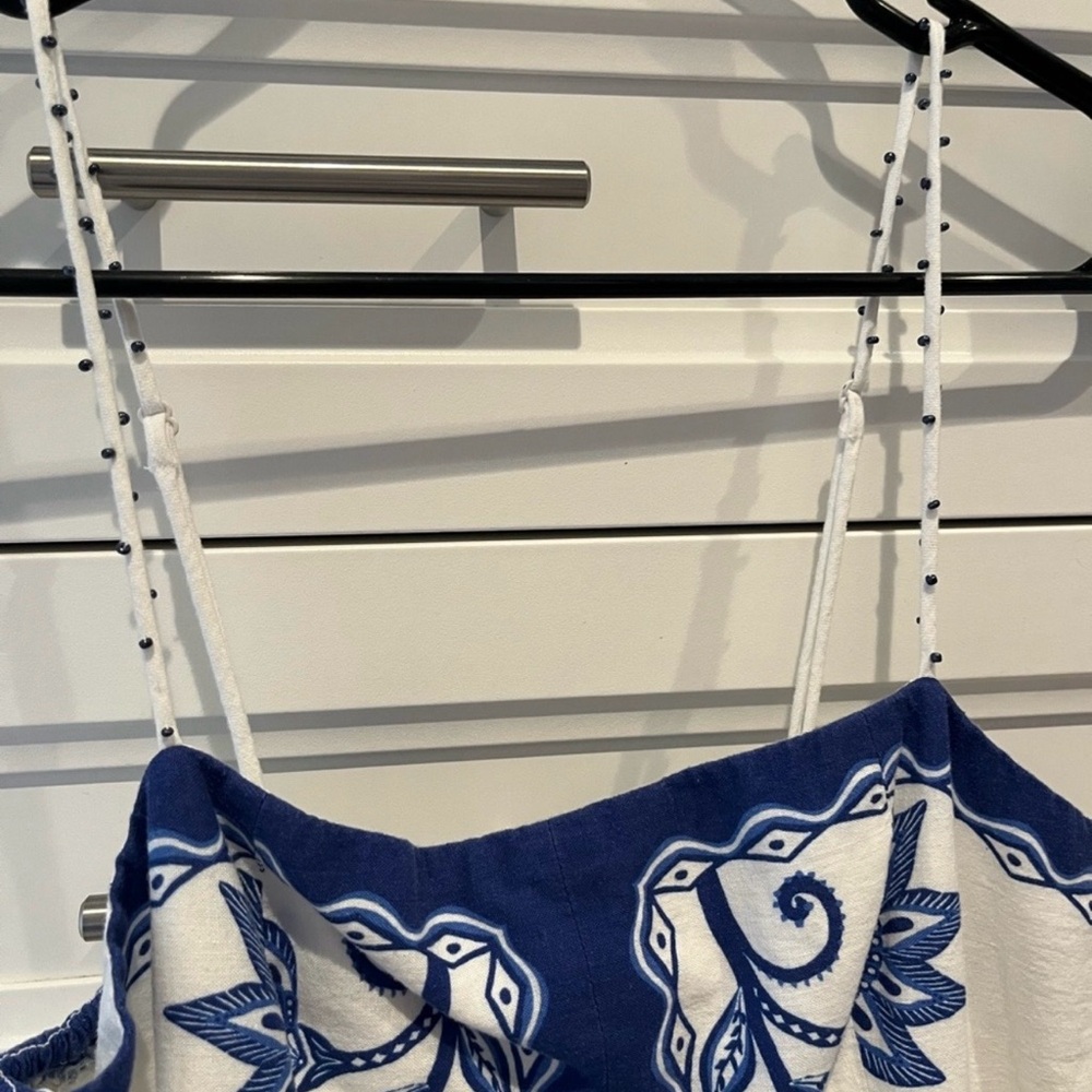 FARM RIO Blue & White Spaghetti-Strap Maxi Dress - Picture 7 of 9